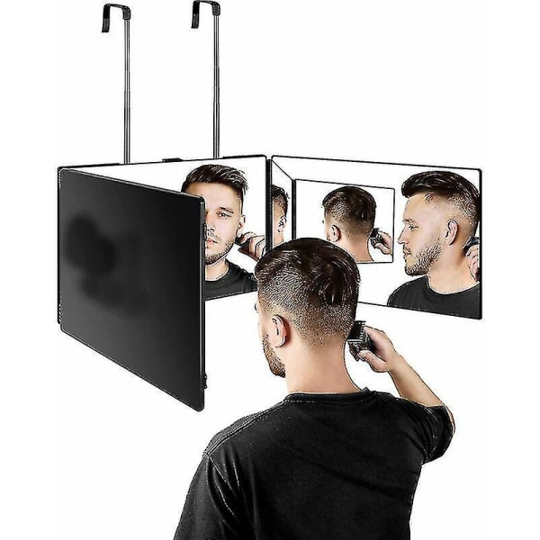 360 frisörspegel, 3-sidig frisörspegel, bärbar hängspegel, justerbar höjd, hopfällbar sminkspegel för frisör, rakning, mig