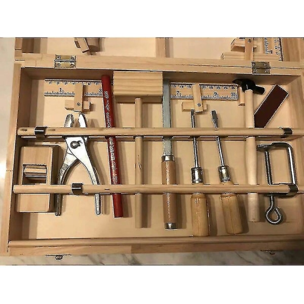 Børneværktøjssæt Tømrervedligeholdelse Værktøjskasse Ægte værktøj Demontering og montering Multifunktionel trækasse 16 stk.