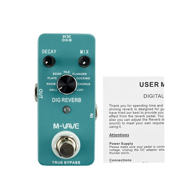 Dig Reverb Digital Reverb Gitarreffektpedal 9 Reverbtyper Decay