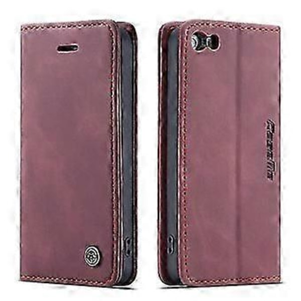 iPhone 5s, iPhone SE (1. sukupolvi), iPhone 5 -kotelolle CASEME 013 -sarjan korttipidike, jalustallinen nahkakotelo P Red