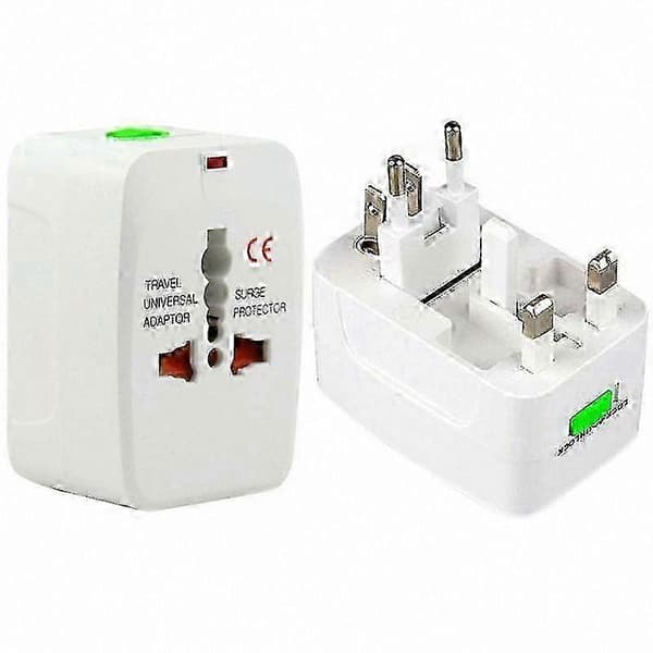 Universal reisepluggadapter for EU US AU AC strømadapter (hvit) Modell 0808 5 5