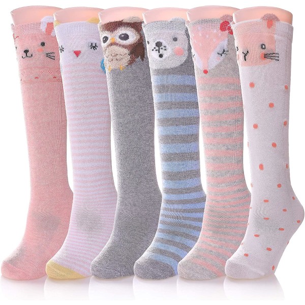 3-12 år gamle jenter Knehøye sokker Barn Søt Galt morsomt dyremønster lang støvel Fun Animal Socks 02