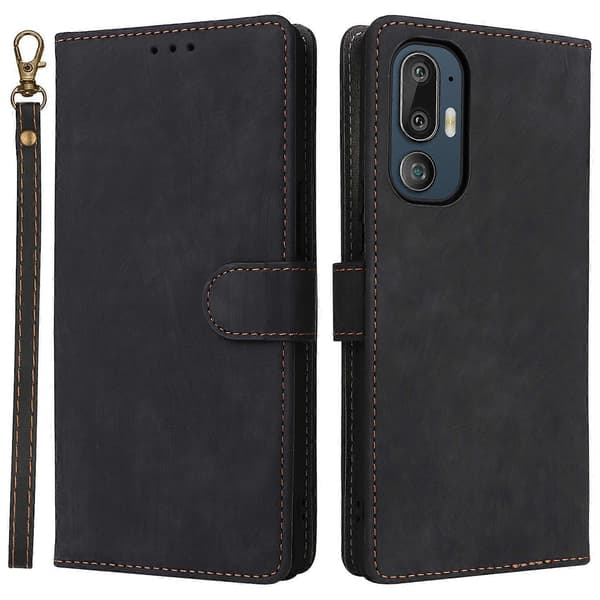 Til HTC U24 Pro 5G Etui RFID Blokerende Pung Læder Telefoncover med Rem Multicolor Style E