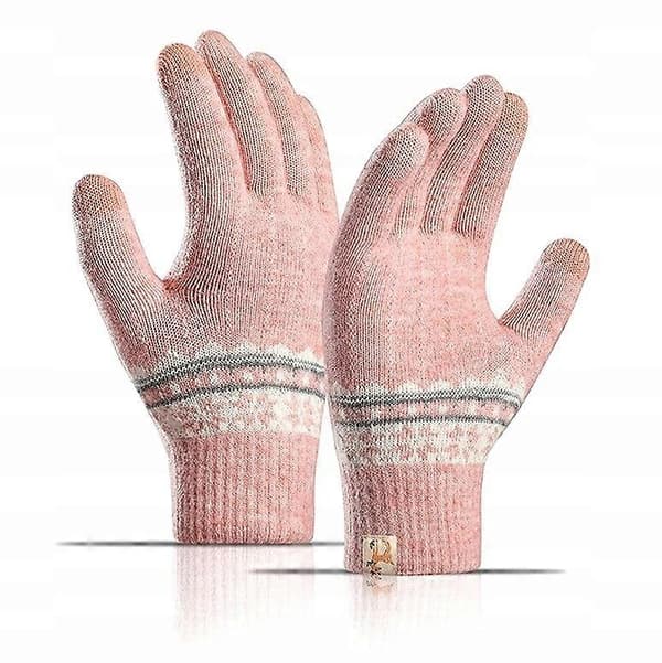 Touchhandsker Nordisk Mønster Vinter Varme Isolerede Handsker til Kvinder pink universal