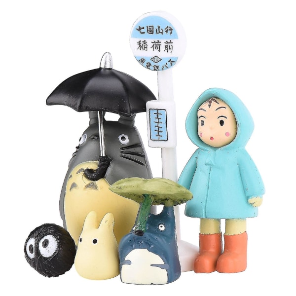 6x My Neighbor Totoro Figur Hayao Miyazaki Anime Bus Station Figur Presenter Set