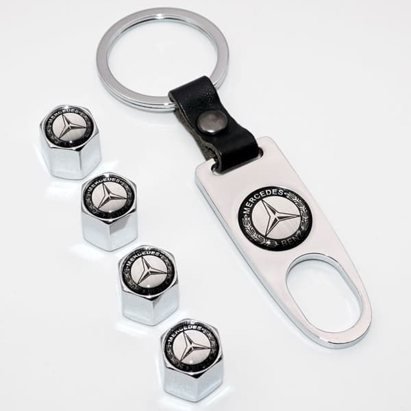 Mercedes-logo ventilhetter med nøkkelring Sølv Silver one size