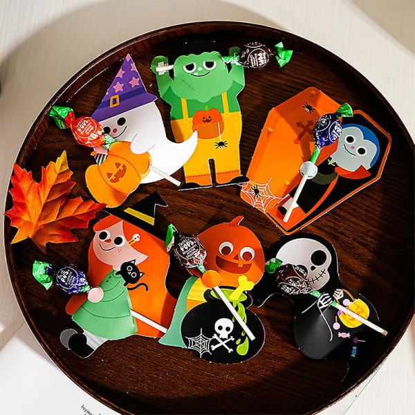 1 ark Halloween Candy Packing Card Ghost Pumpkin Lollipop Holder Party Supplies