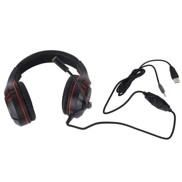 Gaming Headset med Støjreduktion Stereo Stærk Bas Linjekontrol Cool Belysning Ledningsført Gaming Hovedtelefoner til PS4 til PS5