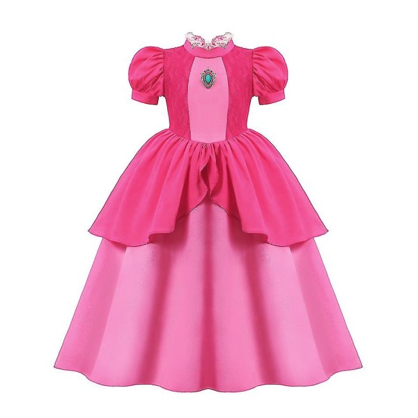 Spil Rollespil Peach Prinsesse Kjole Til Piger Daisy Rosalina Cosplay Kostume Comic Con Børn Peach Ballkjole Halloween Party Robe 130cm