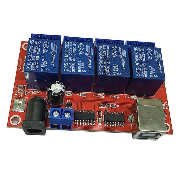 4-kanals USB-relæmodul HID uden drev USB-relæ til MCU-kontrol 5V