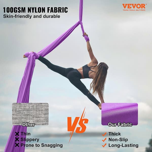 Luftsilke & Yogagunga, 8,7 Yards, Luftyogahammock-kit med 100 gsm nylonväv, komplett riggningsutrustning