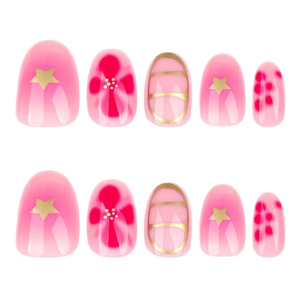 24pcs Almond Shaped Nail Tips Flower Fake Nails Press on Nails Artificial False Nails Not Specified