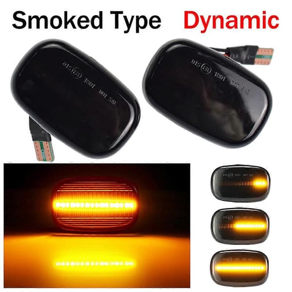For Toyota 1992-2007 Corolla E10/E11/E12 LED Dynamisk Sidemarkør Blinklys Billampe Indikator Blinker SignallampeCJY Dynamic Smoked Black