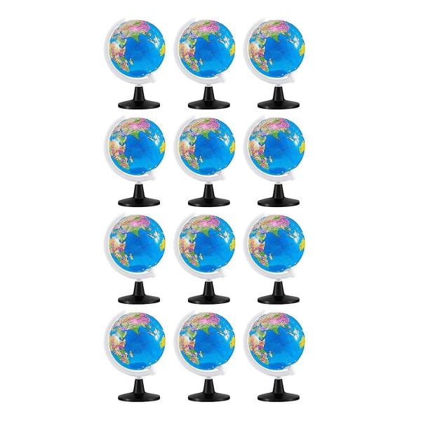 12 kpl Maailmanpallo lapsille, jotka oppivat Pyörivät maailmankarttapallot Opetuspallot jalustalla 3,4 tuumaa