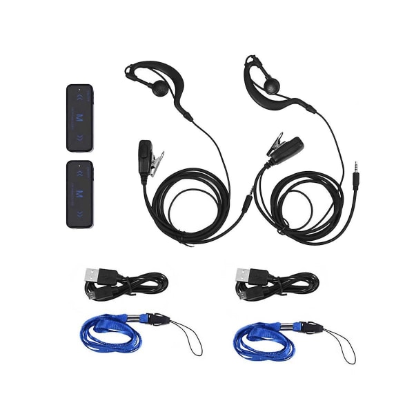 2st Mini Walkie Talkie 400-470mhz 2-vägs radio 3w ​​transceiver hörsnäcka Headset hörselkåpa USB driven