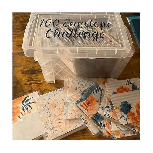100 Envelope Challenge Box Set Enkel og morsom måte å spare 10 000, 100 Envelopes Challenge Box-CE