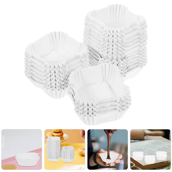 2000 stk. Cupcake Papirforme Fødevaregodkendt Papir Dessertkopholdere Bageforme Muffinforme (Stor) White 6.50X6.50X2.50CM