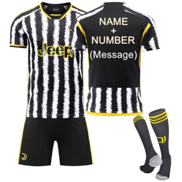 23-24 Barnset Träningsdräkter Kortärmad tröja+shorts+strumpa sportset juventus 23/24 hemmatröja #anpassad juventus 23/24 home kit #custom #24 (8-9 years)