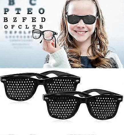 2-pak Pinhole-briller til forbedring af synet, sorte unisex Pinhole-briller til styrkelse af synet