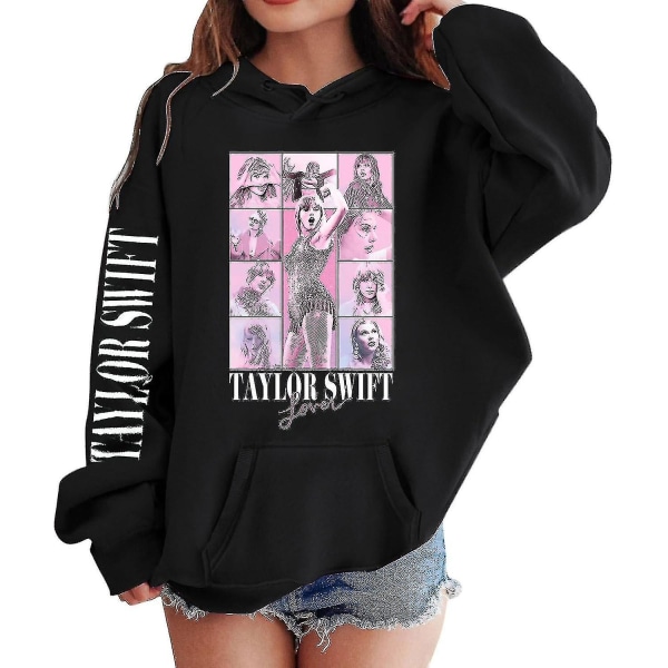 Pige Hoodies 1989 Casual Taylor Sweatshirt Børn Drenge Swifts Trøje Med Hætte Koncert Outfit Til 4-14 År-www 13 to 14 Years 03 black