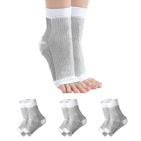 Pairs Neuropathy Socks, Soothing Socks for Neuropathy Pain, Tendinitis Compression Socks, Plantar Fasciitis, Neuropathy - White - White - White - L XL