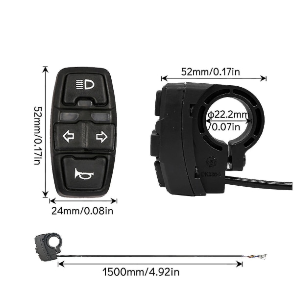 Ebike-forlygte & horn- og blinklyskontakt til elcykelscootermotorcykel (RUI2024)