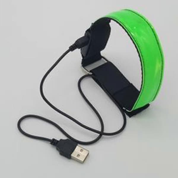 2-pakning løpelys for løpere oppladbart LED-armbånd reflekterende Green