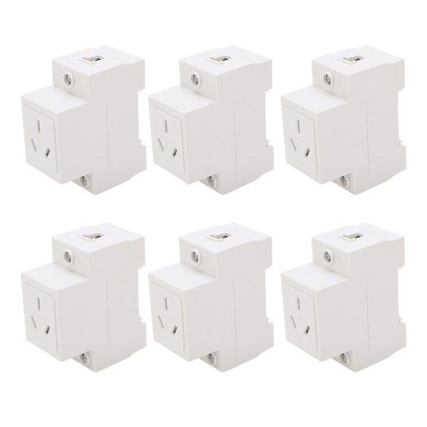 6 st Modular Socket Guide Rail Power Socket 3 Hole 250V Industrial Power Socket for Electrical Appliance AC30‑103 10A