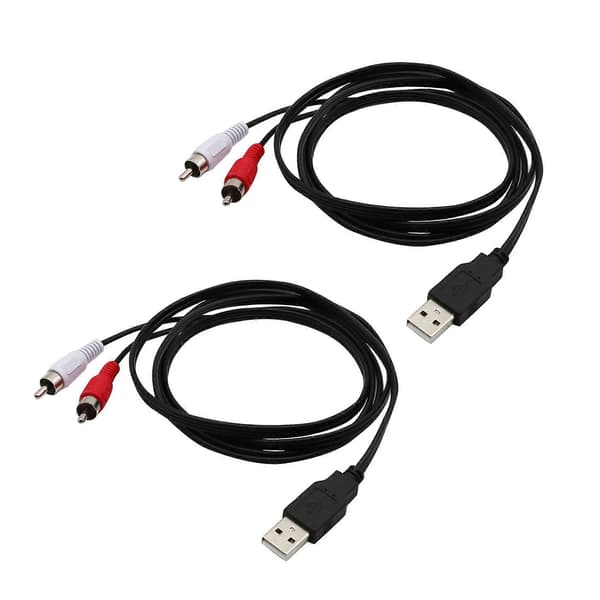 2X 1.5M USB A Han til 2X Phono Han Av Kabel Ledning Pc Tv Aux Audio Video Adapter Black