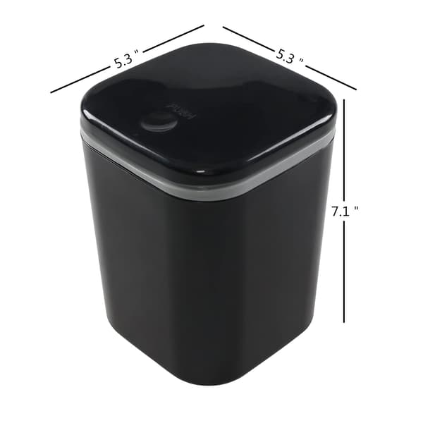 0,5 Gallon Small Countertop Trash Can, Mini Desktop Trash Can with Push Button, Black