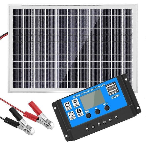 30W 12V Solpanel Batteriladdare+40A Kontroller för Husbil Bil Båt 80 Monocrystalline silicon