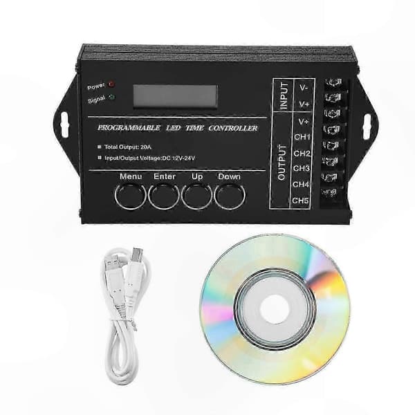 TC420 5-kanals RGB LED-kontroller, 12V-24V DC, programmerbar tidsdimmer