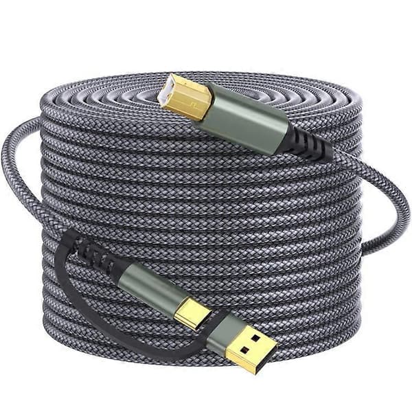 3m USB / Type-C til Firkantet USB Type-B 2-i-1 Skriverkabel Flettet Utskriftstilkoblingskabel Grey