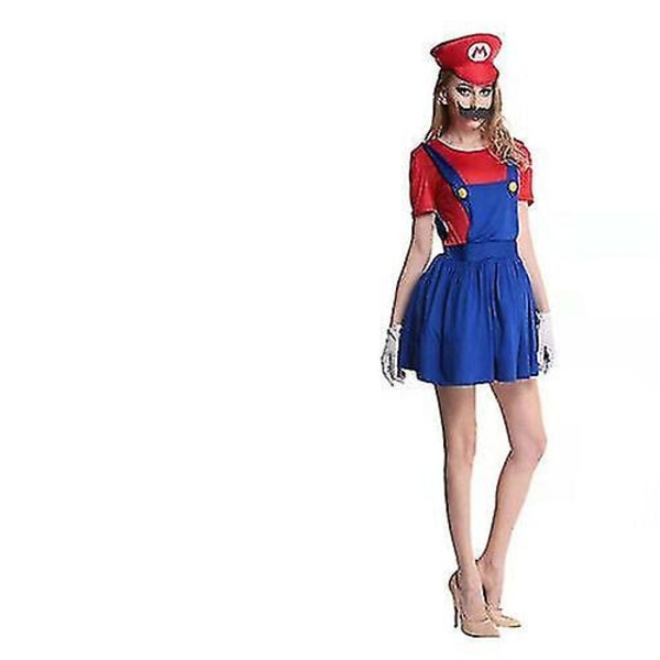 Halloween Børn Voksen Unisex Super Mario Luigi Fæstekostume Adult female red