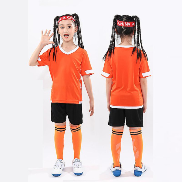 Børnefodboldtrøje til mænd Fodbold Fodboldtræningsdragter Sportstøj Orange 28(150-155cm)