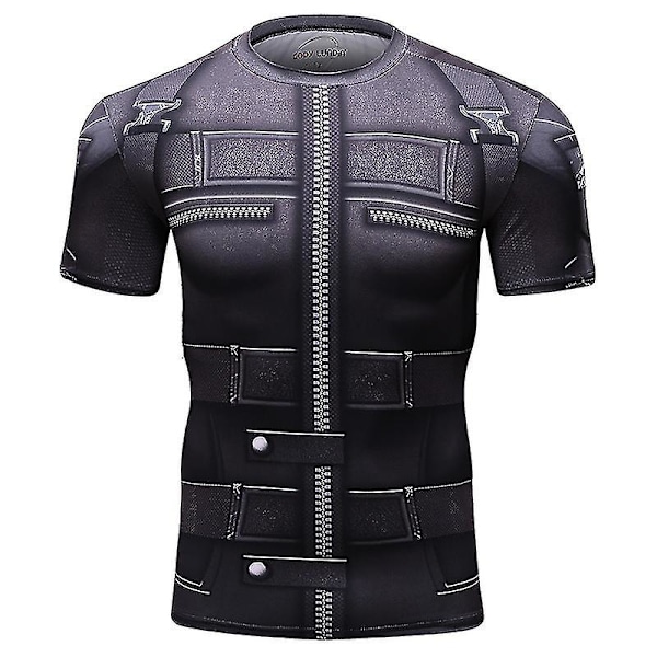 Superhelt Punisher Kort Ermet Sports T-skjorte Trening 3D Kompresjon Hurtig Tørking Trening Menn Løping Trening Fitness Topp Rashguard 15 XXL