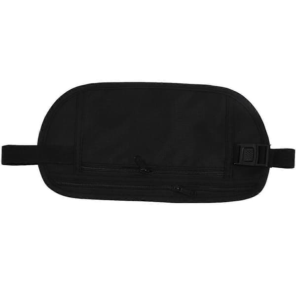 3X Taljepung til Pas Pengebælte Taske Skjult Sikkerheds Pung Sort One size