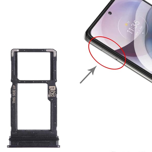 Til Motorola One 5G Ace SIM-kortbakke + Micro SD-kortbakke Black