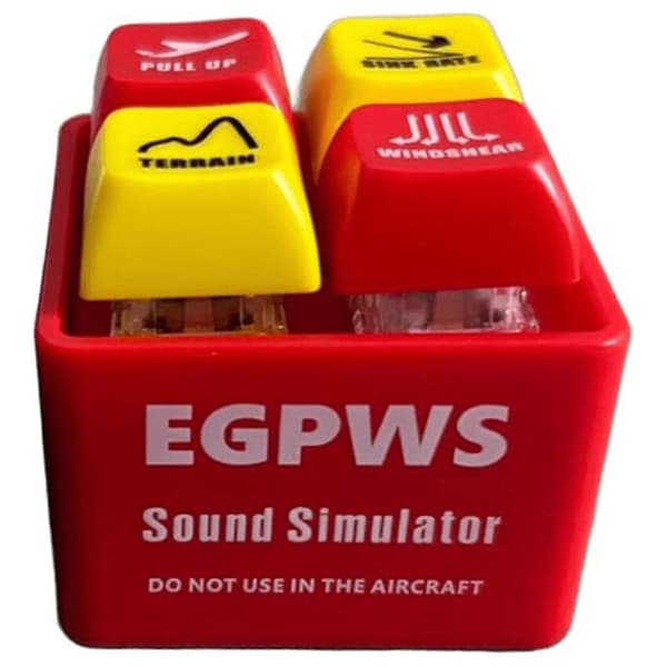 Tiny Aviation Cockpit Nyckelring EGPWS Varningsljudsimulator Rolig present för flygentusiaster Piloter Red
