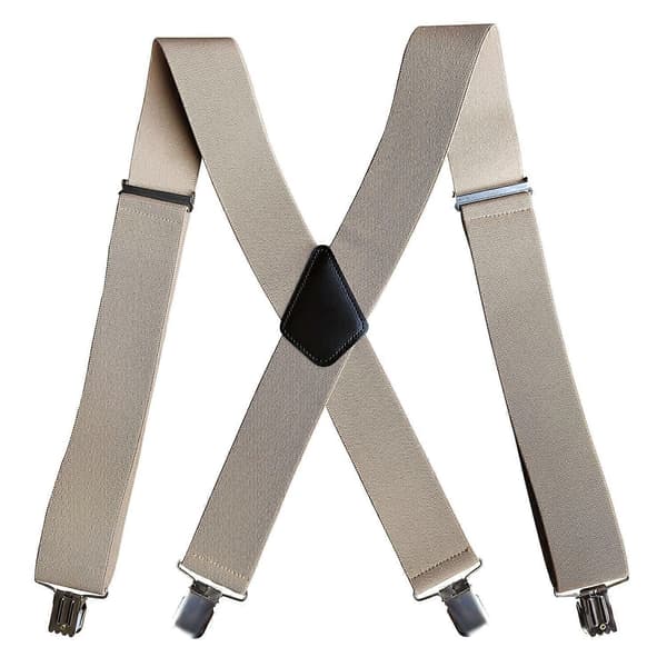 Unisex Voksen X-formede Elastiske Selar 4 Klips Selar 5CM Brede (Khaki/Beige)CJY