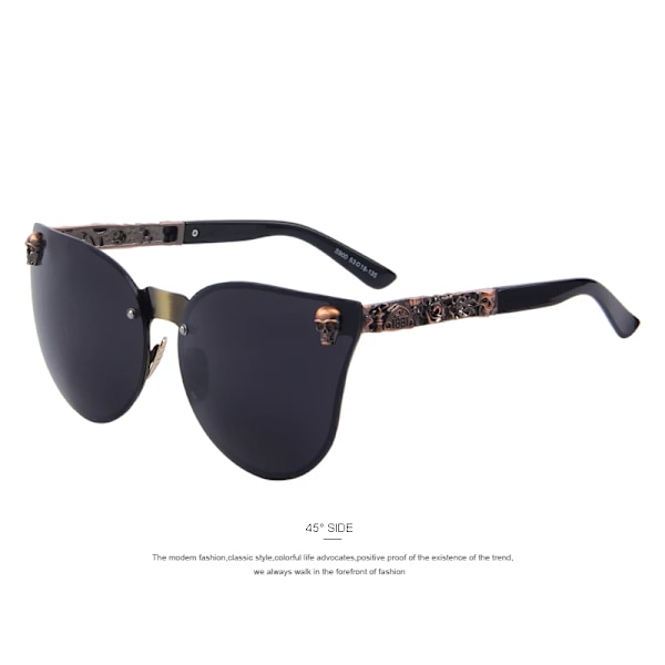 MERRYS Fashion Gotiske Damebriller Med Kranie Stel Metal Stænger Oculos de sol UV C04 Brown Black