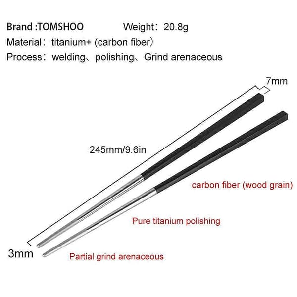 Titanium spisepinner med karbonfiber, ett par CJY