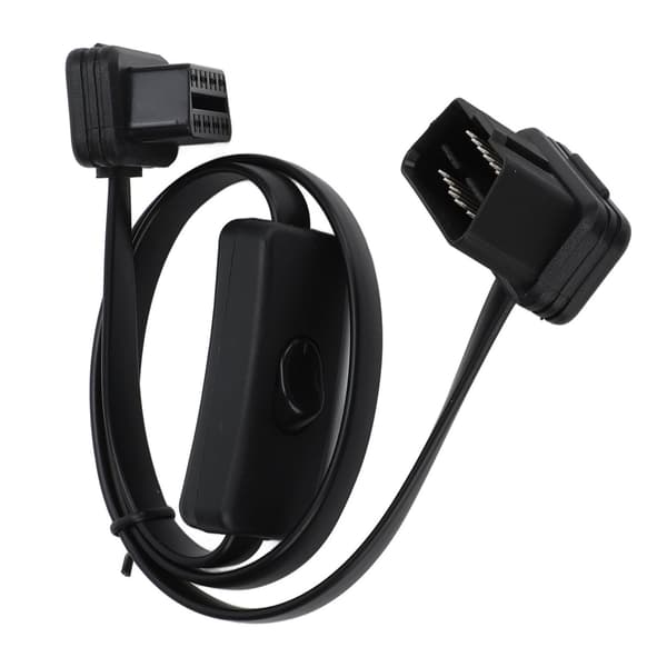 Black Male 16 Pin Diagnostic Flat Cable Adapter Connector Female 8 Core OBD2 Extension Cable with Switch Silver one size