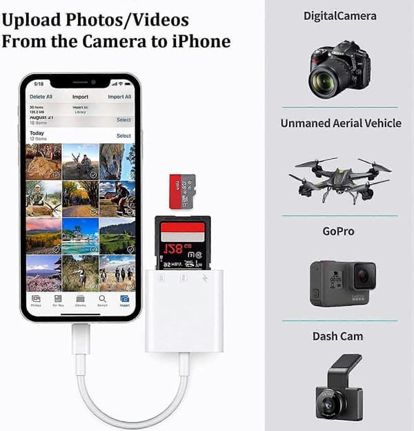 2025 Seneste Model SD-kortlæser til iPhone iPad, Trail Game Kamera Micro SD-kortlæser Viewer, SLR