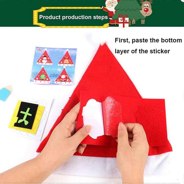 Julehatte-sæt til børn - DIY Santa Hat Håndværkstilbehør, Håndlavet Julehatte-sæt, Ideel til Julehåndværk