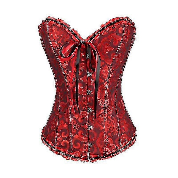 Tube Top Jacquard Gotisk Palads Korset Vest Shapewear Korset Black*Red M