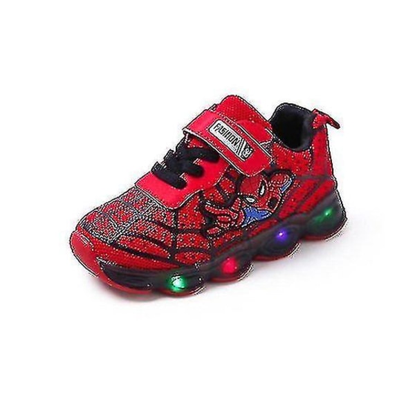 Sportskor för barn Spiderman Lighted Sneakers Barn Led Luminous Shoes För Pojkar 24