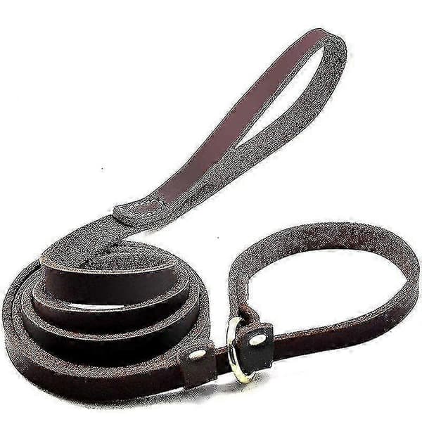 Flat Leather Leash, Adjustable Dog Training Leash with Secure Slider CJY