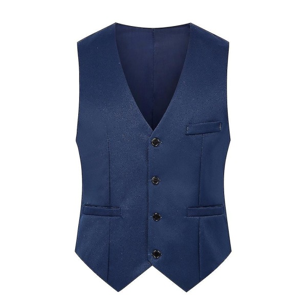 Ensfarget slank enkel-breasted vest Formell forretningsvest for menn Royal Blue 5XL