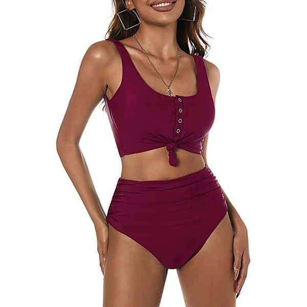 Vadderad bikini röd L~CJY